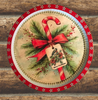 TRAY WHITE and RED METAL ROUND Decoupaged Hand Painted Upcycled Repurposed Wall Art CANDY CANE MERRY CHRISTMAS Home Decor Christmas Wall Art Gift - JAMsCraftCloset
