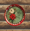 TRAY RED RED GREEN PLASTIC ROUND Decoupaged Hand Painted Upcycled Repurposed POINSETTIAS - TIDINGS OF JOY Home Decor Christmas Wall Art Shelf Sitter Gift - JAMsCraftCloset