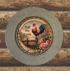 Galvanized Metal Round Charger Plate With Hanging Hook Decoupaged Farmhouse Country Coffee Bar Wall Art Shelf Sitter TIME FOR COFFEE Handmade Gift Idea - JAMsCraftCloset