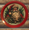 TRAY RED METAL ROUND Decoupaged Hand Painted Upcycled Repurposed Wall Art SANTA FACE - I STILL BELIEVE With Bling Home Decor Christmas Wall Art Gift - JAMsCraftCloset