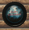 Vintage Fluted Pie Pan Black HAPPY HALLOWEEN Farmhouse Country Scene Wall Art Handmade Hand Painted Repurposed Upcycled Gift Idea Crafters Delight - JAMsCraftCloset