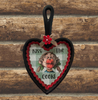 CAST IRON HEART SHAPED Frying Pan Skillet MINI Black KISS THE COOK Farmhouse Country KITCHEN Wall Art Decoupaged Repurposed Upcycled Gift Idea Crafters Delight - JAMsCraftCloset