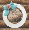 PLATE CHARGER CREAM With Brown Border PLASTIC ROUND DECOUPAGED Upcycled Repurposed Wall Art or Shelf Sitter WHERE FLOWERS BLOOM SO DOES HOPE Home Decor Gift WEDDING - JAMsCraftCloset