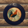 PLATE CHARGER NAVY BLUE PLASTIC ROUND DECOUPAGED Upcycled Repurposed Wall Art or Shelf Sitter RISE AND SHINE ROOSTER Decor Kitchen Decor Home Decor Wall Art Gift WEDDING - JAMsCraftCloset