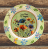 PLATE FLORAL PLASTIC ROUND DECOUPAGED Upcycled Repurposed Wall Art or Shelf Sitter LAZY DAYS OF SUMMER Green Red Blue Floral Home Decor Wall Art Gift WEDDING - JAMsCraftCloset
