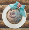PLATE CHARGER CREAM With Brown Border PLASTIC ROUND DECOUPAGED Upcycled Repurposed Wall Art or Shelf Sitter LIFE IS LIKE A FLOWER Home Decor Gift WEDDING - JAMsCraftCloset