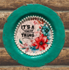 PLATE CHARGER TEAL AQUA PLASTIC ROUND DECOUPAGED Upcycled Repurposed Wall Art or Shelf Sitter IT IS A FOREVER THING Home Decor Wall Art Gift WEDDING - JAMsCraftCloset