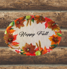 Hard Plastic OVAL TRAY Farmhouse Country Leaves, Acorns, Wheat Wall Art HAPPY FALL Cottage Chic Victorian Decor Handmade Gift Idea {{ JAMsCraftCloset }}
