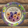 PLATE FLORAL PLASTIC ROUND DECOUPAGED Upcycled Repurposed Wall Art or Shelf Sitter HAVE A BEAUTIFUL DAY Green Background Home Decor Wall Art Gift WEDDING - JAMsCraftCloset