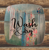 SQUARE Plastic PLATE Farmhouse Country Wall Art Shelf Sitter Decoupage LAUNDRY ON LINE - WASH AND DRY Handmade Gift Idea Crafters Delight - JAMsCraftCloset