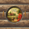 Galvanized Metal Round TRAY Farmhouse Country Shelf Sitter Wall Art A LITTLE PIECE OF HEAVEN Farm Chickens Floral Handmade Gift Idea &nbsp;- JAMsCraftCloset