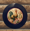 PLATE CHARGER NAVY BLUE PLASTIC ROUND DECOUPAGED Upcycled Repurposed Wall Art or Shelf Sitter HEN PINK ROSES Kitchen Decor Home Decor Wall Art Gift WEDDING - JAMsCraftCloset
