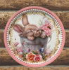 Metal Round TRAY Farmhouse Country EASTER BUNNY IN PAIL Wall Art HAPPY EASTER Cottage Chic Victorian Decor Handmade Gift Idea {{ JAMsCraftCloset }}