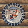PLATE PLASTIC ROUND Blue and White DECOUPAGED Upcycled Repurposed Wall Art or Shelf Sitter I'D MELT FOR YOU 2 Christmas Holiday Snowman Home Decor Wall Art Gift WEDDING- JAMsCraftCloset