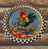 Metal Round RED, WHITE, and BLUE TRAY Farmhouse Country HEN WITH WATERING CAN Design Wall Art Country Farmhouse Decor Handmade Kitchen or Coffee Bar Decor Gift Idea &nbsp;- JAMsCraftCloset