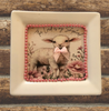 Heavy Ceramic Square Dish Wall Art EASTER Lamb With Bow Home Decor Nursery Decor Handmade Decor Gift Idea &nbsp;- JAMsCraftCloset