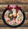 Dollar Tree Round Charger PLATE Farmhouse Country Wall Art Rooster With Pink Roses Handmade Gift Idea Crafters Delight {{ JAMsCraftCloset }}