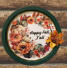 Metal Round TRAY Farmhouse Country Pumpkins Leaves and Floral Wall Art HAPPY FALL Y'ALL Handmade Gift Idea {{ JAMsCraftCloset }}