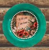 PLATE CHARGER TEAL AQUA PLASTIC ROUND DECOUPAGED Upcycled Repurposed Wall Art or Shelf Sitter WITH YOU I AM HOME Home Decor Wall Art Gift WEDDING - JAMsCraftCloset
