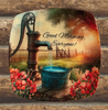 SQUARE Plastic PLATE Farmhouse Country Wall Art Shelf Sitter Decoupage ANTIQUE WATER PUMP - GOOD MORNING Handmade Gift Idea Crafters Delight - JAMsCraftCloset