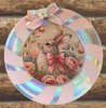 Plastic Round Pink and Silver TRAY Farmhouse Country Easter Decor BUNNY WITH BOW Wall Art HAPPY EASTER Cottage Chic Victorian Decor Handmade Gift Idea &nbsp;- JAMsCraftCloset