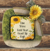 Dollar Tree CLEAR SQUARE Plastic PLATE Farmhouse Country Wall Art Sunflower Design RISE SHINE HOLD YOUR HEAD UP HIGH Handmade Gift Idea Crafters Delight - JAMsCraftCloset