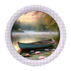 ROUND Digital Graphic Design LONELY BOAT WITH DEER AND FISH Decor Lake Scene With Animals First Home Sublimation Decoupage PNG SVG Country Farmhouse Home Decor Wall Art Shelf Sitter Gift Crafters Delight - JAMsCraftCloset