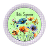 ROUND Digital Graphic Design HELLO SUMMER Green With Dragonfly Butterfly Bee Floral Wedding Gift First Home Sublimation Decoupage PNG SVG Country Farmhouse Home Decor Wall Art Shelf Sitter Gift Crafters Delight - JAMsCraftCloset