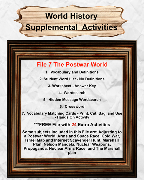 World History 7 THE POSTWAR WORLD Teacher Resource Supplemental Vocabu ...