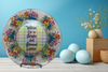 Round Glass Plate Reverse Decoupaged EASTER Holiday WISHES FOR A BRIGHT AND BLESSED EASTER Farmhouse Country Shelf Sitter Handmade Gift Idea &nbsp;- JAMsCraftCloset