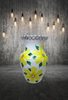 Glass WHITE Vase Decoupaged YELLOW SILK FLOWERS HAND PAINTED LEAVES and BLING Wedding Decor Shelf Sitter Floral Vase Flower Vase Gift Idea Table Decor Centerpiece Home Decor Cottage Chic Farmhouse Decor Victorian Decor - JAMsCraftCloset