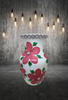 Glass WHITE Vase Decoupaged RED SILK FLOWERS HAND PAINTED LEAVES and BLING Wedding Decor Shelf Sitter Floral Vase Flower Vase Gift Idea Table Decor Centerpiece Home Decor Cottage Chic Farmhouse Decor Victorian Decor - JAMsCraftCloset