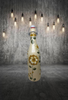 GLASS BOTTLE Tan With Wire Cork Decoupaged YELLOW 3-D Flowers Shelf Sitter Home Decor Country Farmhouse Decor Wedding Decor Gift Idea - JAMsCraftCloset