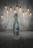 GLASS BOTTLE Green With Wire Cork Decoupaged GREEN WITH LACE AND PEARLS Shelf Sitter Home Decor Country Farmhouse Decor Wedding Decor Gift Idea - JAMsCraftCloset
