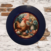 PLATE CHARGER NAVY BLUE PLASTIC ROUND DECOUPAGED Upcycled Repurposed Wall Art or Shelf Sitter HEN WITH EGGS 4TH OF JULY Decor Kitchen Decor Home Decor Wall Art Gift WEDDING - JAMsCraftCloset