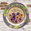 PLATE FLORAL PLASTIC ROUND DECOUPAGED Upcycled Repurposed Wall Art or Shelf Sitter HAVE A BEAUTIFUL DAY YELLOW Background Home Decor Wall Art Gift WEDDING - JAMsCraftCloset