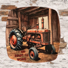 SQUARE Plastic PLATE Farmhouse Country Wall Art Shelf Sitter Decoupage ANTIQUE TRACTOR - READY FOR WORK Handmade Gift Idea Crafters Delight - JAMsCraftCloset