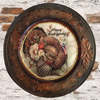CHARGER PLATE RUSTY BROWN PLASTIC ROUND - HAPPY THANKSGIVING - FAITH - DECOUPAGED Upcycled Repurposed Wall Art or Shelf Sitter Holiday Home Decor Gift - JAMsCraftCloset