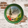 TRAY GREEN PLASTIC ROUND Decoupaged Hand Painted Upcycled Repurposed BEACH SCENE - MOST WONDERFUL TIME OF THE YEAR Home Decor Christmas Wall Art Shelf Sitter Gift - JAMsCraftCloset