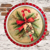 TRAY WHITE and RED METAL ROUND Decoupaged Hand Painted Upcycled Repurposed Wall Art CANDY CANE MERRY CHRISTMAS Home Decor Christmas Wall Art Gift - JAMsCraftCloset