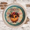 PLATE PLASTIC ROUND Decoupaged Hand Painted Upcycled Repurposed Wall Art EASTER CHICK FLOWERS IN HAIR - HAPPY EASTER Home Decor Spring Easter Wall Art Gift - JAMsCraftCloset