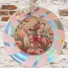 Plastic Round Pink and Silver TRAY Farmhouse Country Easter Decor BUNNY WITH BOW Wall Art HAPPY EASTER Cottage Chic Victorian Decor Handmade Gift Idea &nbsp;- JAMsCraftCloset