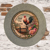 Galvanized Metal Round Charger Plate With Hanging Hook Decoupaged Farmhouse Country Coffee Bar Wall Art Shelf Sitter TIME FOR COFFEE Handmade Gift Idea - JAMsCraftCloset