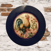 PLATE CHARGER NAVY BLUE PLASTIC ROUND DECOUPAGED Upcycled Repurposed Wall Art or Shelf Sitter HEN PINK ROSES Kitchen Decor Home Decor Wall Art Gift WEDDING - JAMsCraftCloset