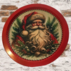 TRAY RED METAL ROUND Decoupaged Hand Painted Upcycled Repurposed Wall Art SANTA FACE - I STILL BELIEVE With Bling Home Decor Christmas Wall Art Gift - JAMsCraftCloset
