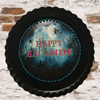 Vintage Fluted Pie Pan Black HAPPY HALLOWEEN Farmhouse Country Scene Wall Art Handmade Hand Painted Repurposed Upcycled Gift Idea Crafters Delight - JAMsCraftCloset