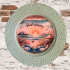 PLATE CHARGER TEAL AQUA PLASTIC ROUND DECOUPAGED Upcycled Repurposed Wall Art or Shelf Sitter GOOD MORNING - BEACH SCENE Home Coffee Bar KITCHEN Bathroom Decor Gift WEDDING - JAMsCraftCloset