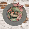 Galvanized Metal Round Charger Plate With Hanging Hook Decoupaged Farmhouse Country Wall Art Shelf Sitter WELCOME TO THE COOP Bathroom Decor Handmade Gift Idea - JAMsCraftCloset
