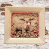 Heavy Ceramic Square Dish Wall Art EASTER Lamb With Bow Home Decor Nursery Decor Handmade Decor Gift Idea &nbsp;- JAMsCraftCloset