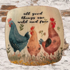SQUARE Plastic PLATE Farmhouse Country Wall Art Shelf Sitter Decoupage CHICKENS - WILD AND FREE Handmade Gift Idea Crafters Delight - JAMsCraftCloset